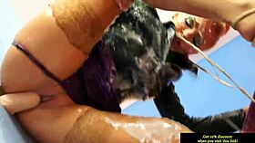 hot blond euro babe gets messy facial from gloryhole action. damn, she's adorable!