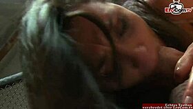 Hairy Brunette Teen Fucked In Boxing Ring!