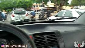 Deisyyeraldine flashes her big ass and tits while driving around the city.