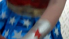 YOUNG REDHEAD IN COSPLAY COSTUME PERFORMS