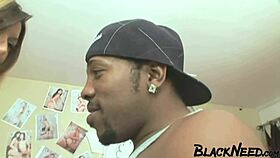 The big black cock sprays cum into her mouth after rough anal