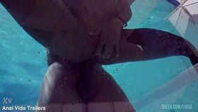 That slim sexy natasha rios is taking a huge cock in her ass by the pool, gapping deep and creampieing hard