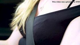 On the Road! Charlie Teases Upskirt and Nearly Cums While Driving!