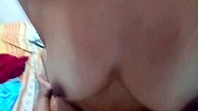 latina with huge natural tits riding and getting choked