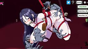 悬浮的hentai游戏第1集显示被绑定的女人被四个哥布林轮奸