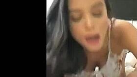 Sexy brunette slut gets fucked live.