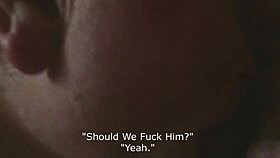 two friends alternate banging an old amputee grandpa. their raw session unfolds with relentless energy.