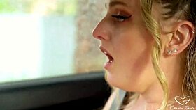 On the Road! Charlie Teases Upskirt and Nearly Cums While Driving!