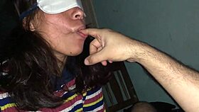 Blindfolded Argentinian Slut Sucks Cock in POV