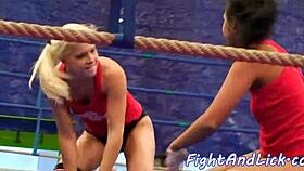 Pussylicking Euro Dykes Wrestle On The Floor