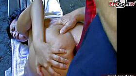 Young amateur French skinny girl gets sodomized outdoors for first time.