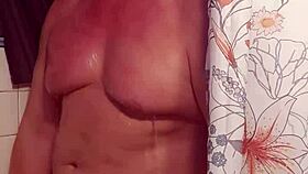 playing with my big monster cock in the shower bathing ass