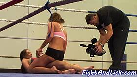 Busty Beauties Wrestle Naked In Catfight!