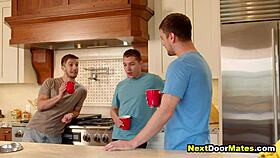 College Roommates Invite Gym Buddies for Gay Bareback Orgy