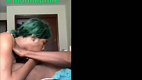 ebony babe sucks long black cock during massage