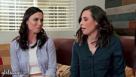 I watched Aidra Fox and Casey Calvert explore lesbian sex with Angela White at work