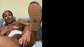 ebony babe sucks long black cock during massage