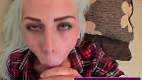 A point-of-view scene featuring oral interaction