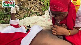 romantic christmas sex scene in nigerian farmyard with shaved pussy