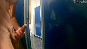 Flashing and masturbating in the hostel shower room