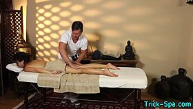 A petite babe enjoys a relaxing massage from an amateur.