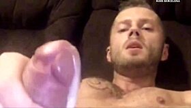 playing with nipples, jerking off, cumming loads in gay solo
