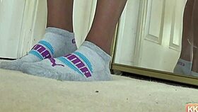 feeling the intense thrill of puma socks on my ebony feet and ass, so sensual