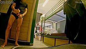 Flashing and masturbating in the hostel shower room