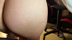 Girl with glasses receives oral attention and finishes inside