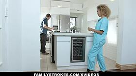 FamilyStrokes - Caramel ebony teen Xianna Hil throatfucked by stepbro