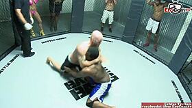 Blonde slut fucks in boxing ring