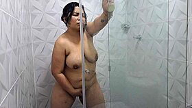 Horny Milf Touches Pussy In Shower With Sexy Tits