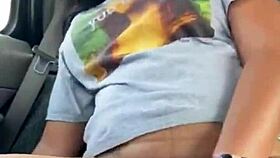 ebony masturbates in public car!