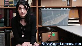 Caught teen thief masturbates and receives facial punishment.