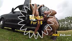 Popular Adult Star Rides Famous Taxi in Wild Scene