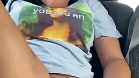 ebony masturbates in public car!