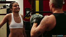 Smalltitted teen 18+ feels intense pleasure getting pounded by her trainer in erotic fantasy