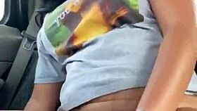 ebony masturbates in public car!