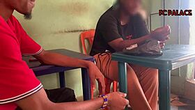 I bartered with a horny ebony beauty for a meal and got a wet handjob.