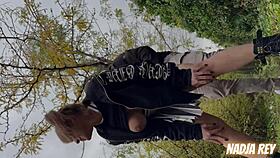 Wow the cheerleader fucks on street and swallows cum