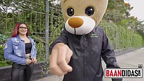 The horny redhead takes milky bear to fuck in the studio - rosario red.