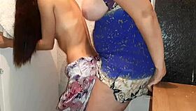 strapon fucking in kitchen till husband catches!