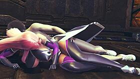 Makai Kishi fucks tight pussy in spooning pose, creampie on floor