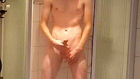 skinny guy takes naked shower on cam