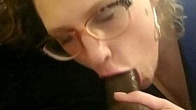 Shay sucks that big black cock deepthroat! Cumshot close up!