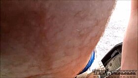 A hairy beauty gets fucked hard by big cock on the side of the road