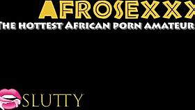 Ebony cutie gives sloppy head with sexy lips.