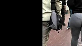 thick leggings creep sneaks a peek