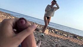 Meeting a stranger on a public beach