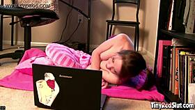 Tiny red slut livestream and performing nude with natural tits